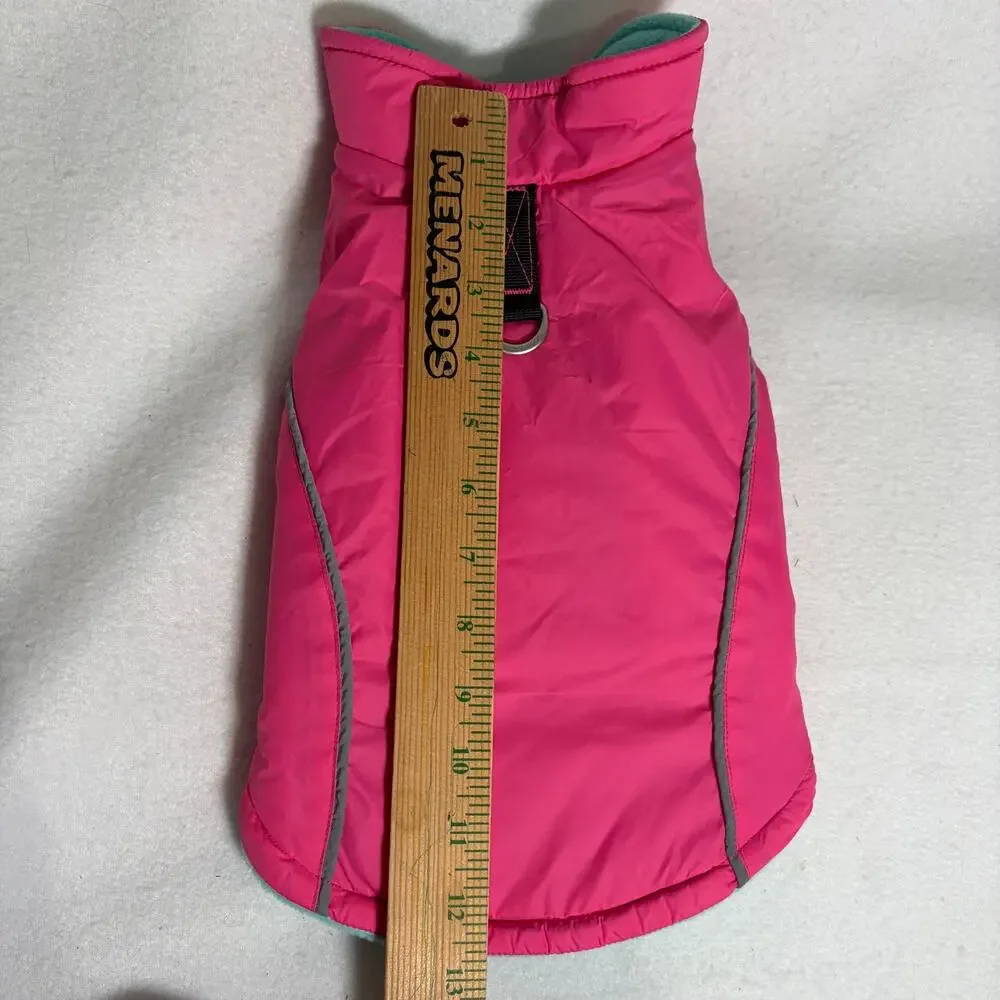 Dog Winter Coat Jacket Vest Fleece Lined Insulated Size Medium Pink Green